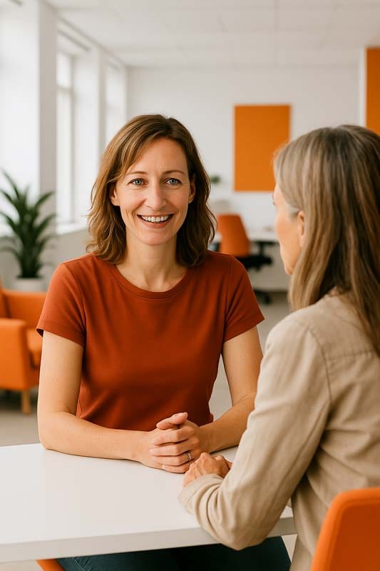 Begeleider van Werkreturn in gesprek met een werknemer